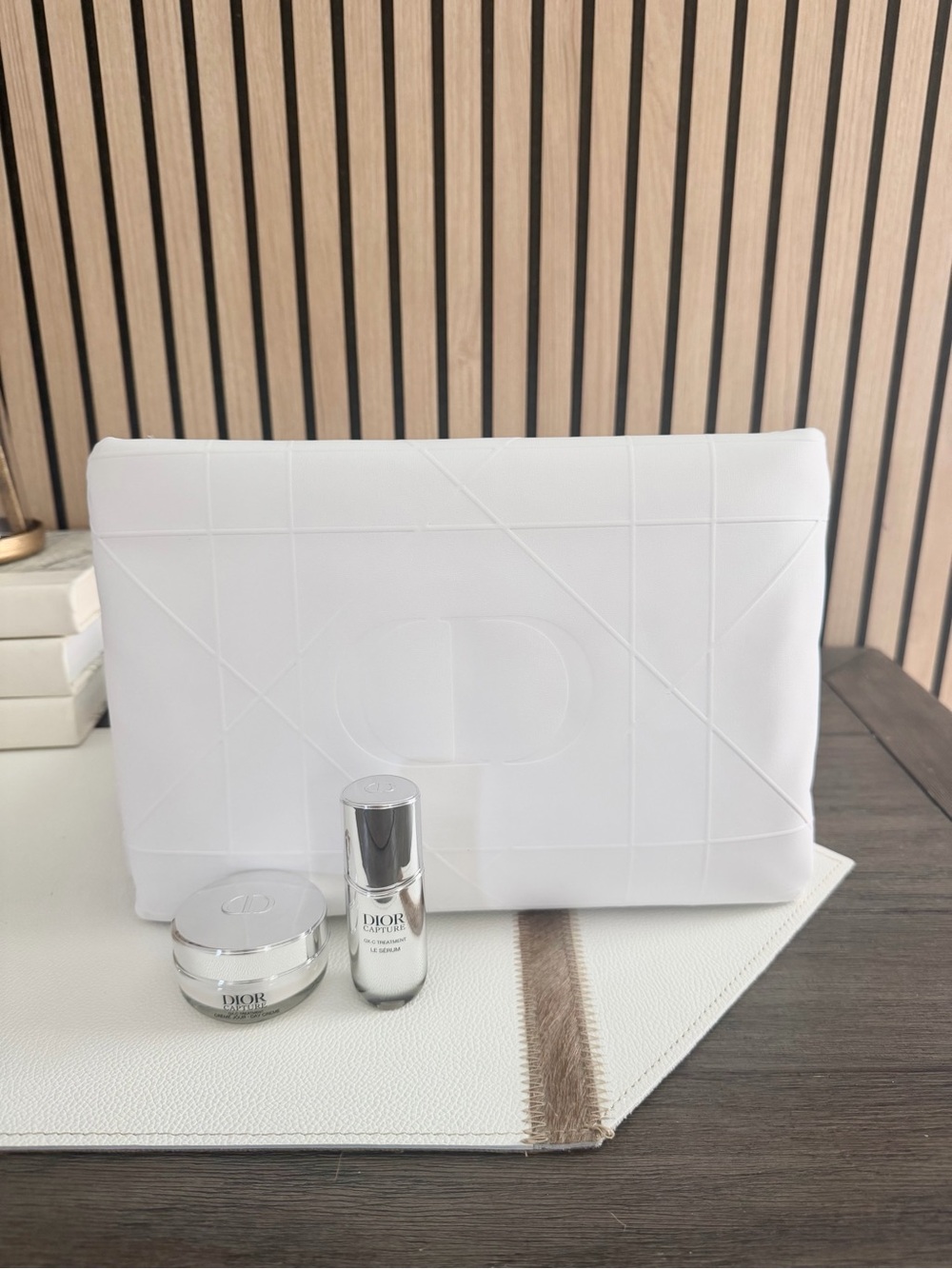 Dior White Skincare Duo with White Quilted Pouch